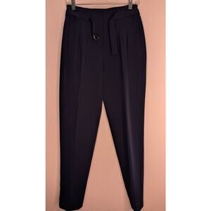 White House Black Market NWT Navy Belted Tapered Pant 0R
